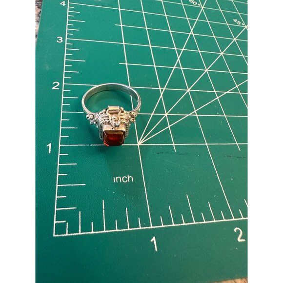 Amber Bali Sterling Silver Hinged Poison Ring Size 8 New Gift - Picture 12 of 14